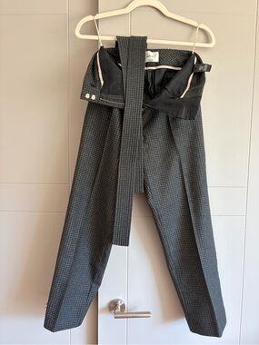 Wilfred Gray Houndstooth High-Waist Trousers with Self Belt (Jallade pant)